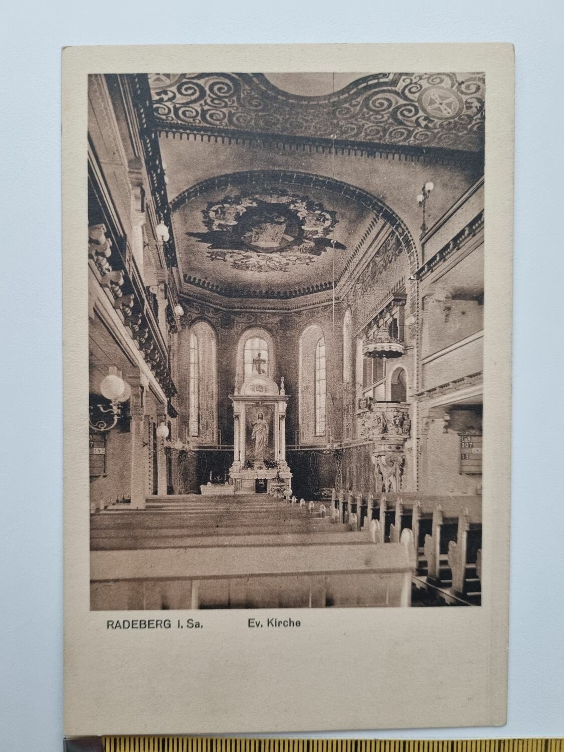 Äldre vykort RADEBERG I. Sa, Ev. Kirche