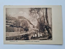 Äldre vykort RADEBERG i. Sa. Rõderpartie beim Amtsgericht