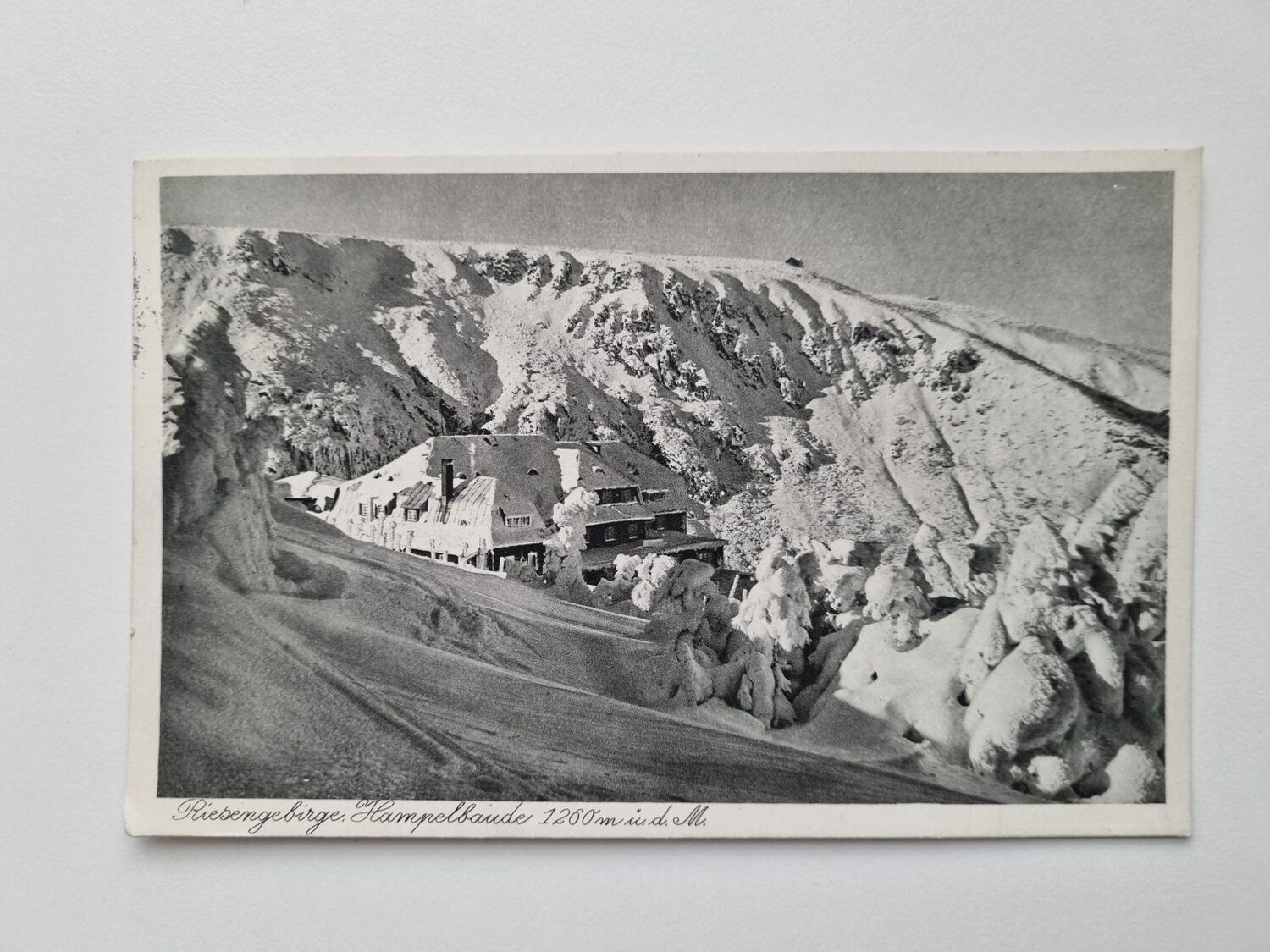 Äldre vykort Riesengebirge. Hampelbaude 1200 m