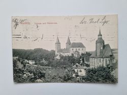 Äldre vykort Rochlitz. Schloss und Petrikirche