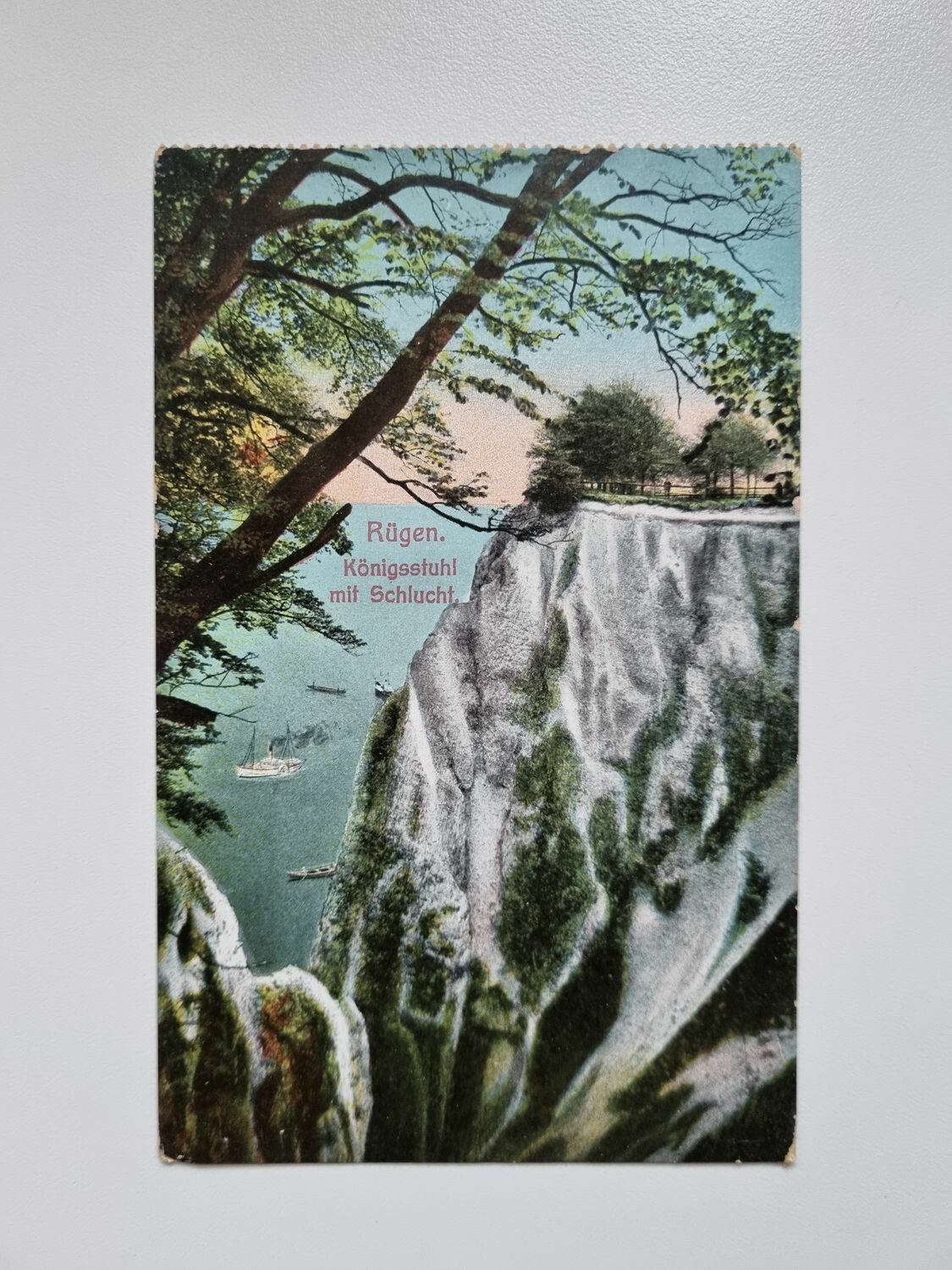 Äldre vykort Rügen. Königsstuhl mit Schlucht