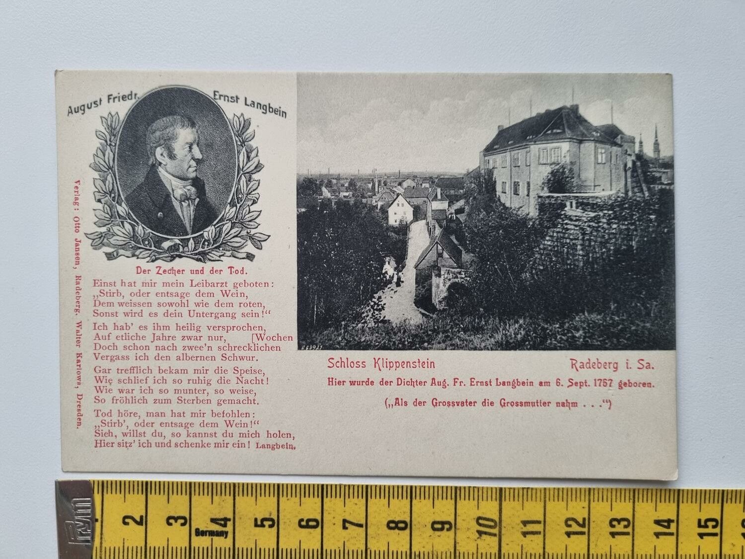 Äldre vykort Schloss Klippenstein Radeberg i. Sa