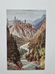 Äldre vykort Schloß Neuschwanstein, 1008 m ü. M. mit Marienbrücke