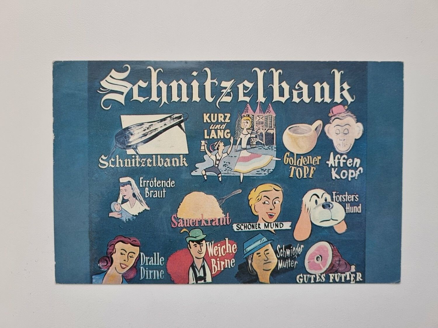 Äldre vykort Schnitzelbank