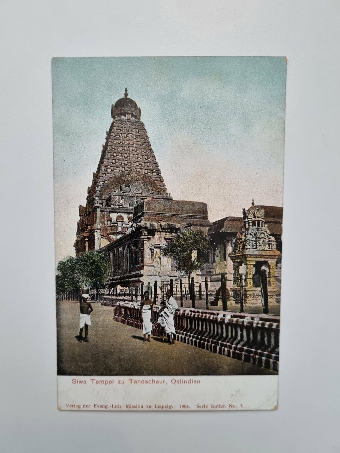 Äldre vykort Siwa Tempel zu Tandschaur, Ostindien