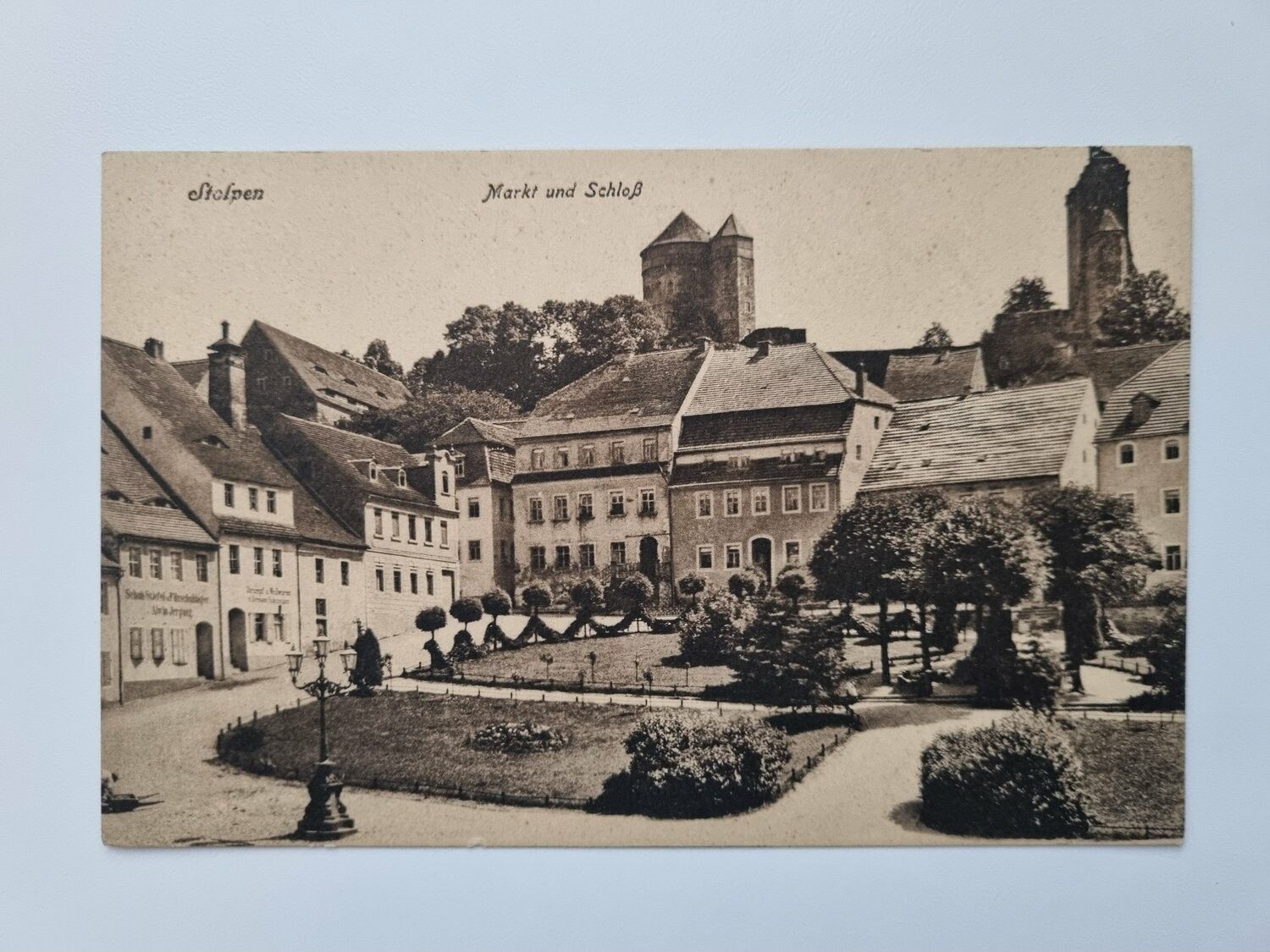 Äldre vykort Stolpen Markt und Schloß