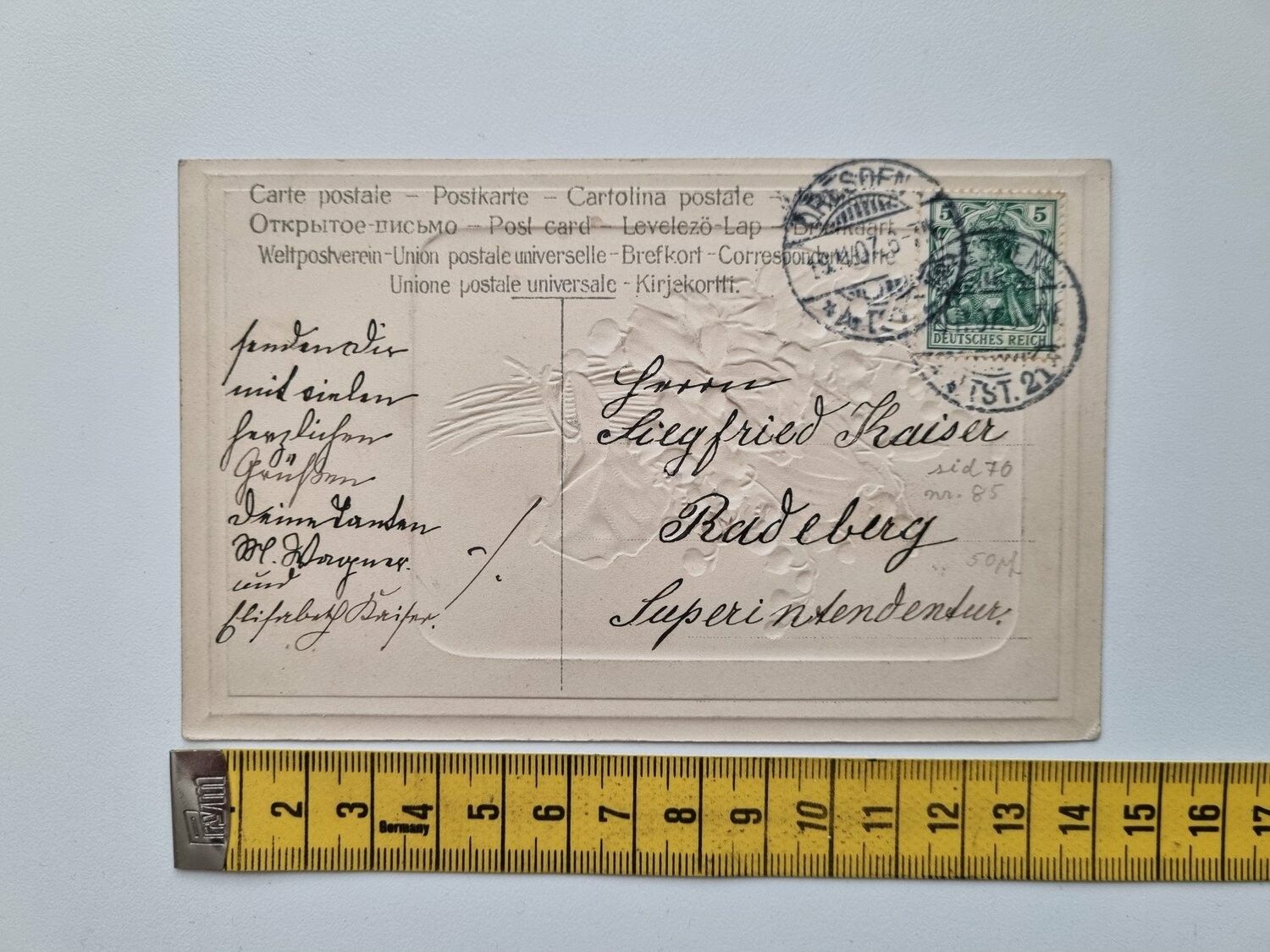 Äldre vykort stämplat 1907