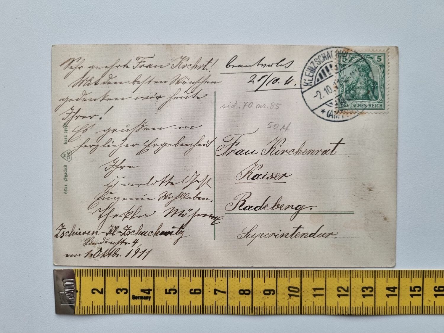 Äldre vykort stämplat 1911