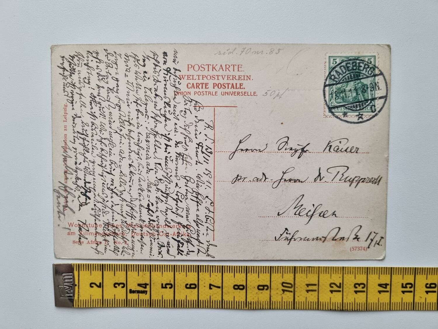 Äldre vykort stämplat 1911