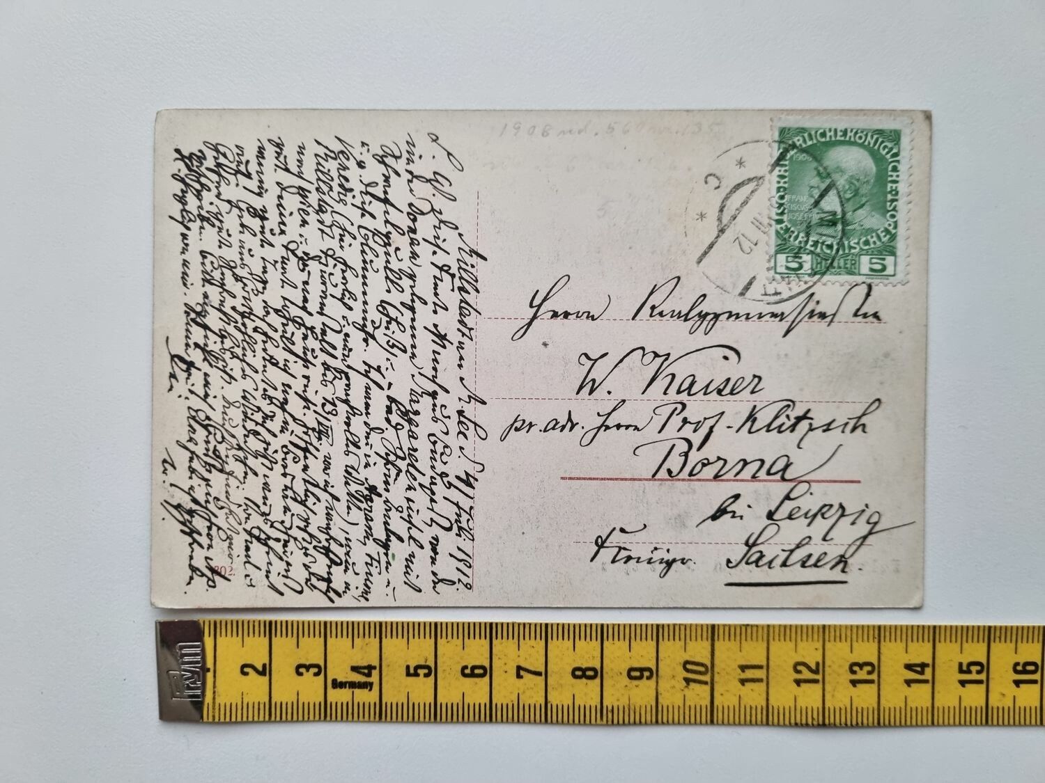 Äldre vykort stämplat 1912
