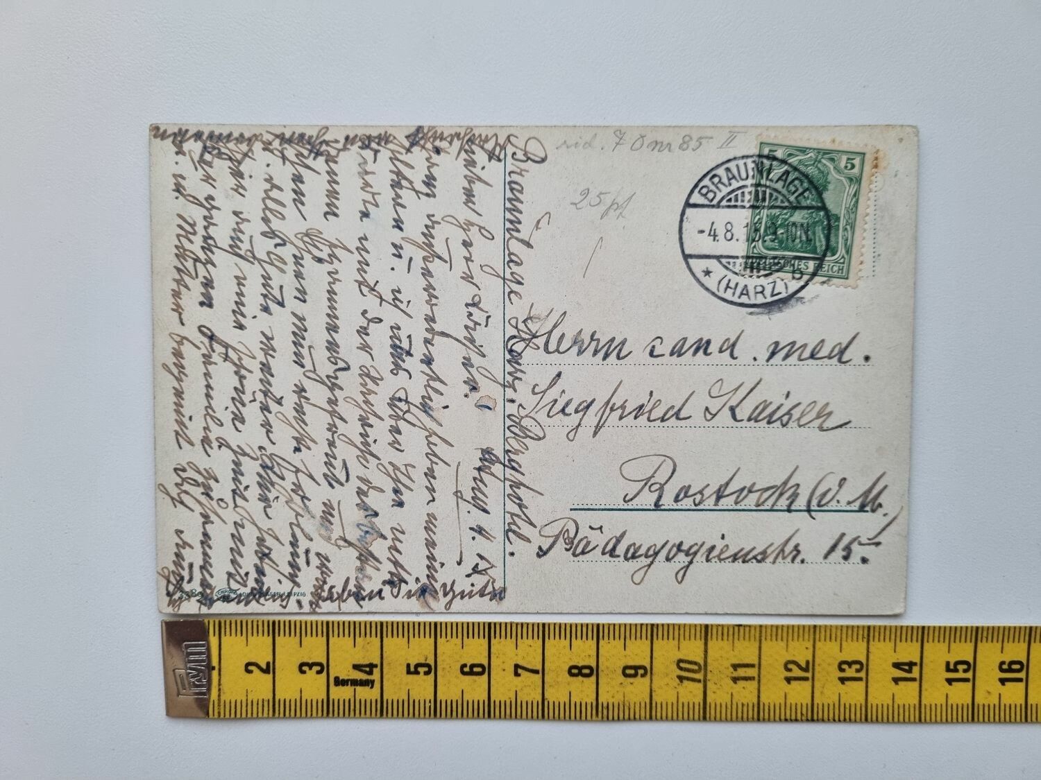 Äldre vykort stämplat 1915