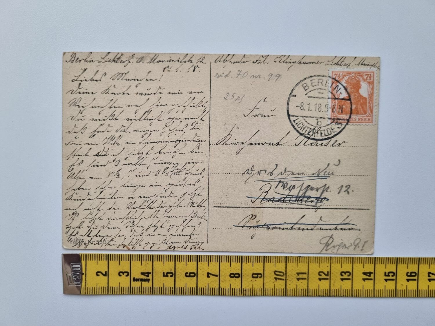 Äldre vykort stämplat 1918