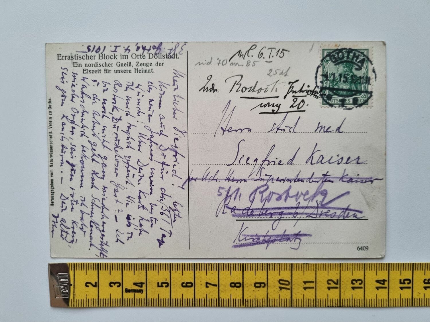 Äldre vykort stämplat 1915