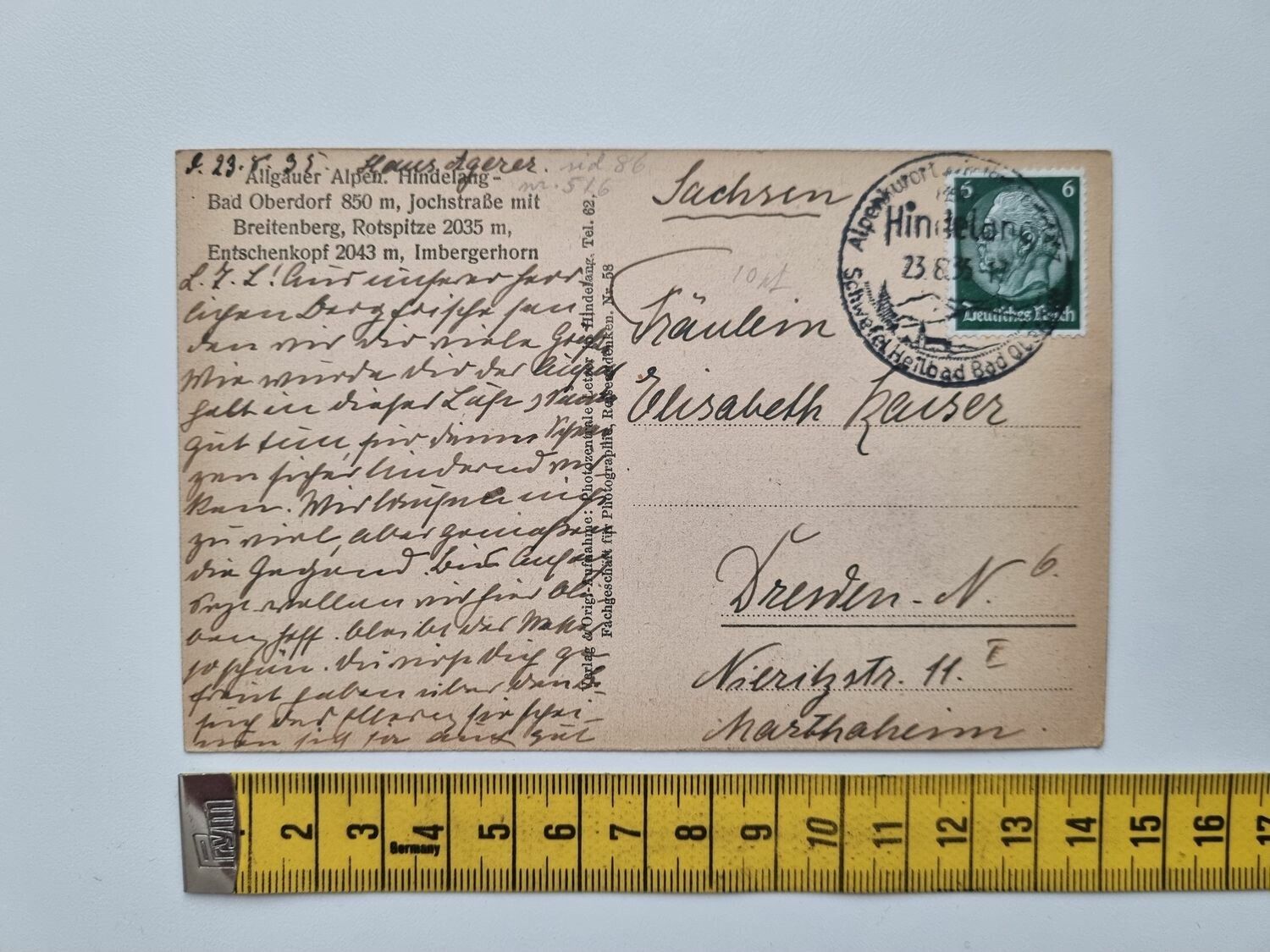 Äldre vykort stämplat 1935
