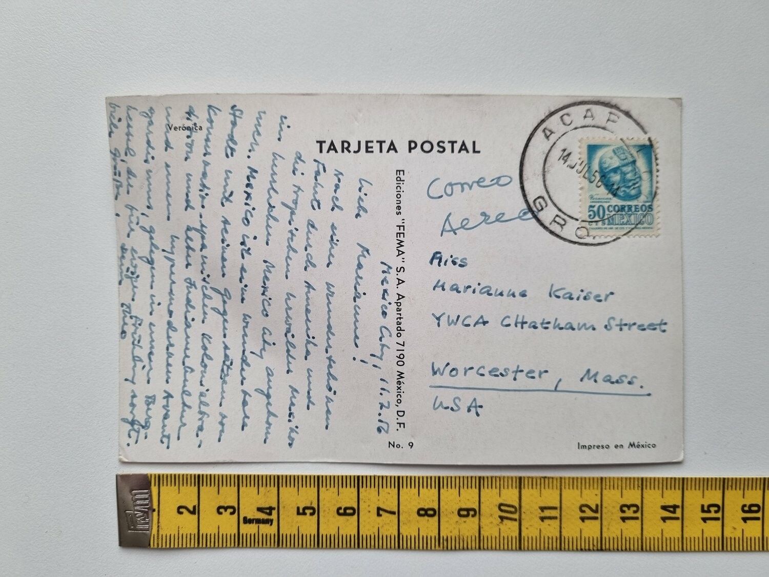 Äldre vykort stämplat 1956
