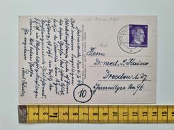 Äldre vykort Stämplat 1944, adresserat Dresden