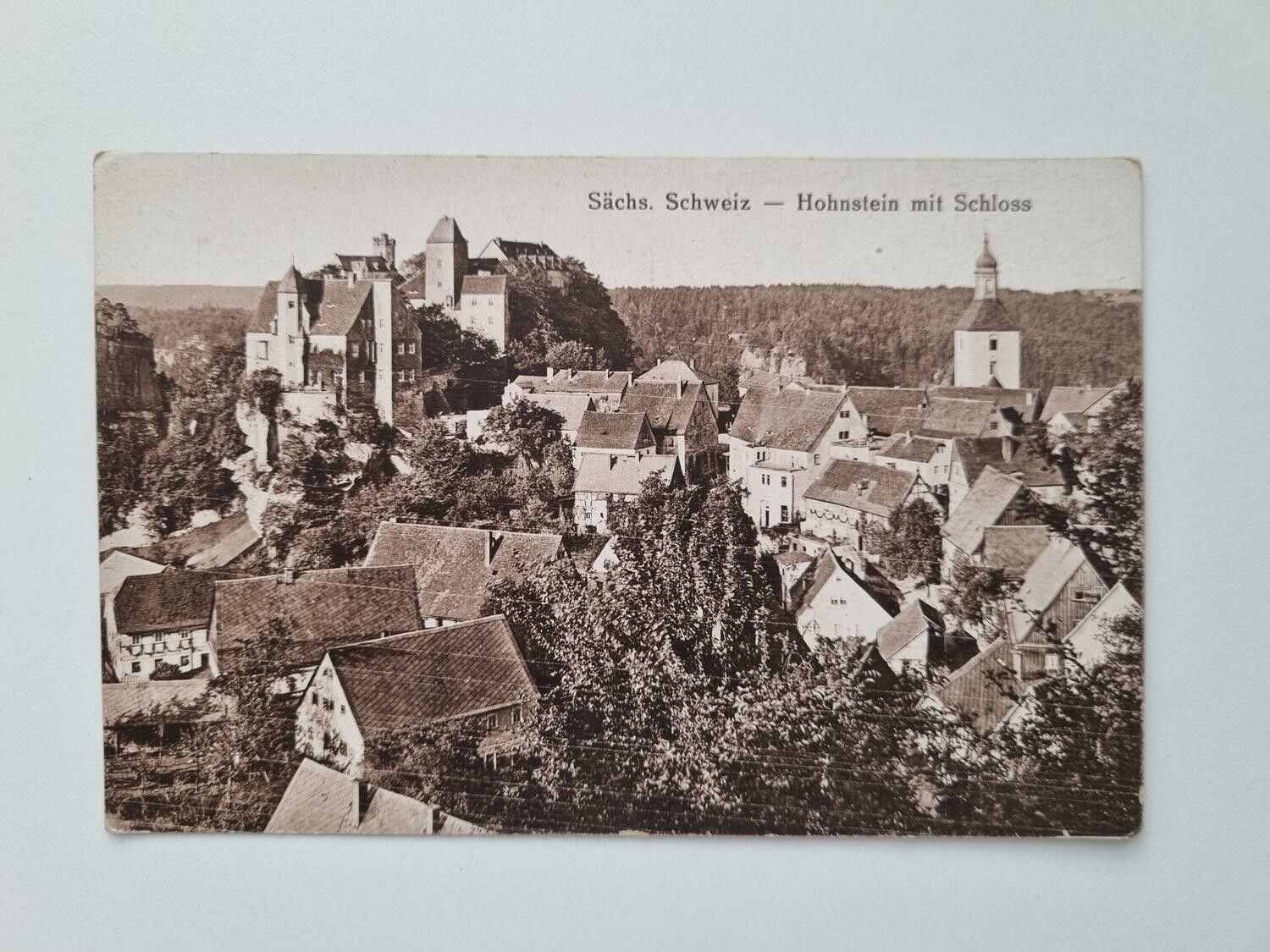 Äldre vykort Sächs. Schweiz Hohnstein mit Schloss