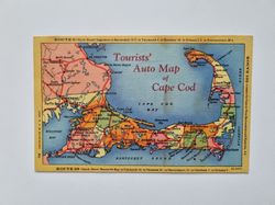 Äldre vykort Tourists' Auto Map of Cape Cod