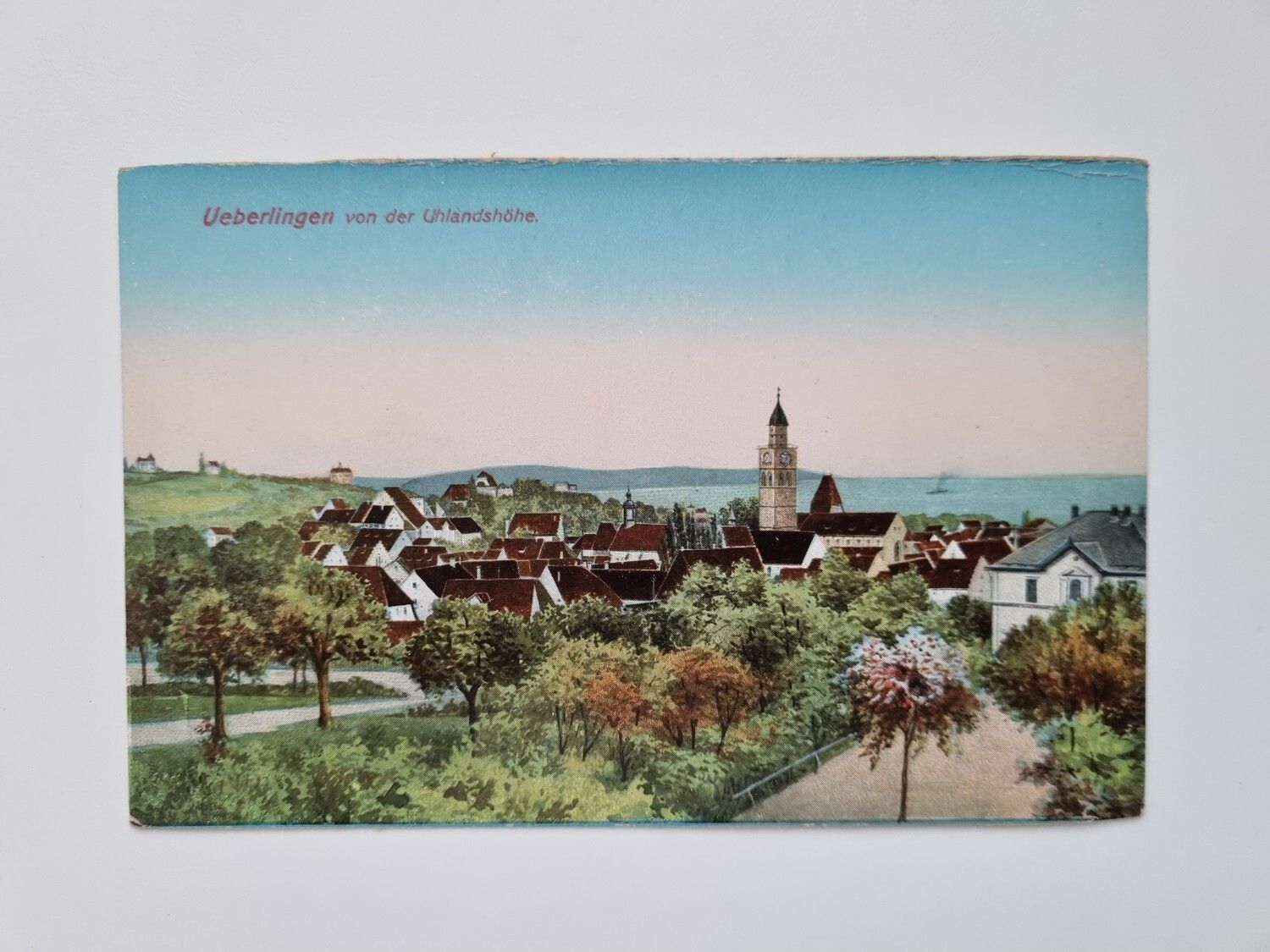 Äldre vykort Ueberlingen von der Uhlandshöhe.