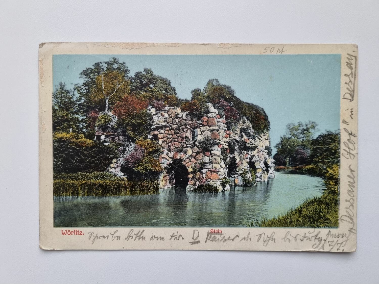 Äldre vykort Wörlitz Stein
