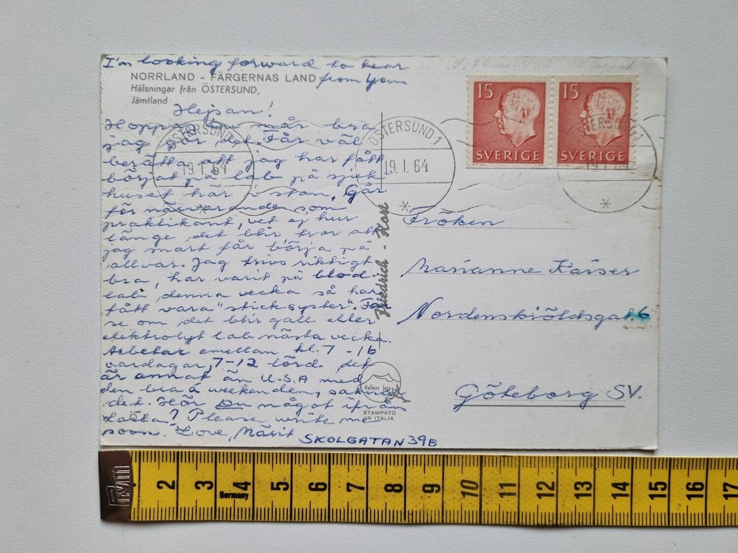 Äldre vykort Östersund 1964