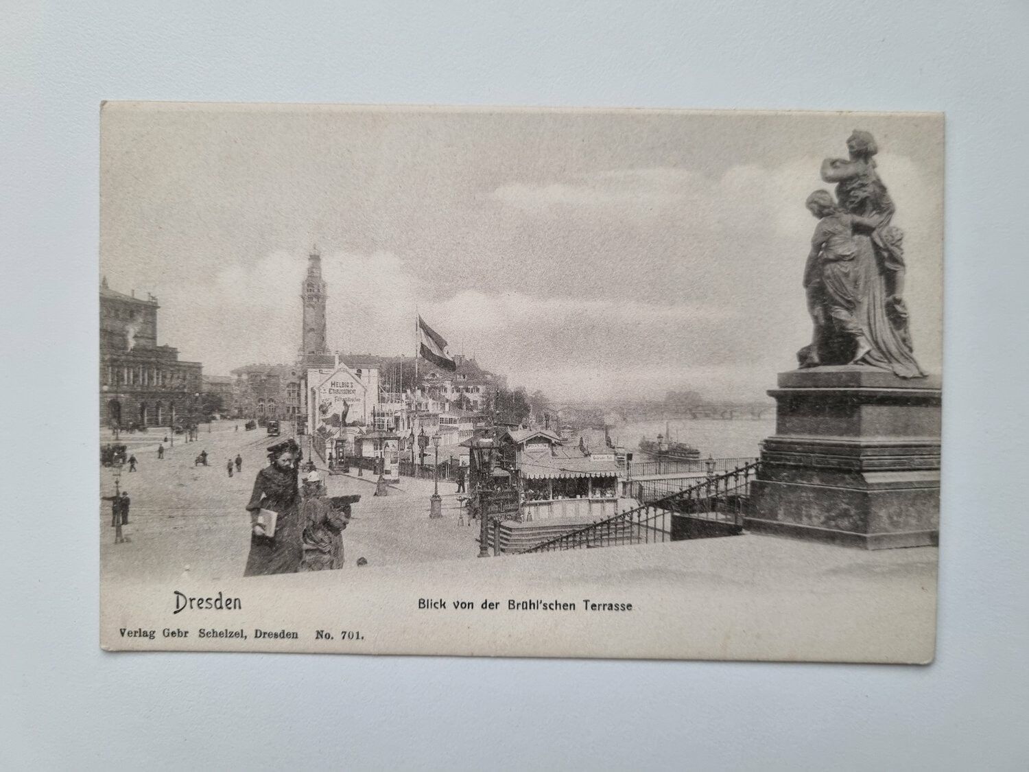Äldre vykort Dresden Blick von der Brühl'schen Terrasse