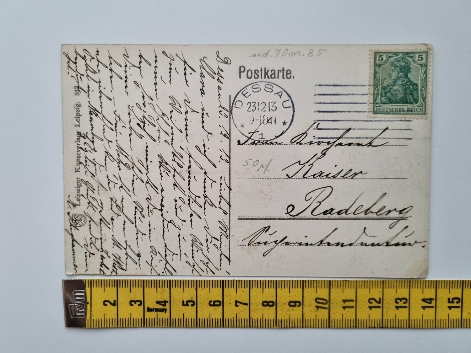 Äldre vykort Dessau. Stämplat 1913