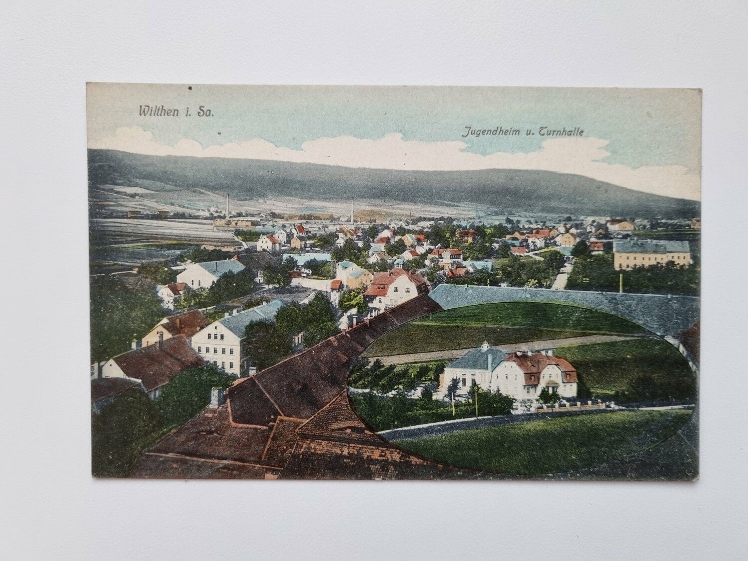 Äldre vykort Wilthen i. Sa. Jugendheim u. Turnhalle