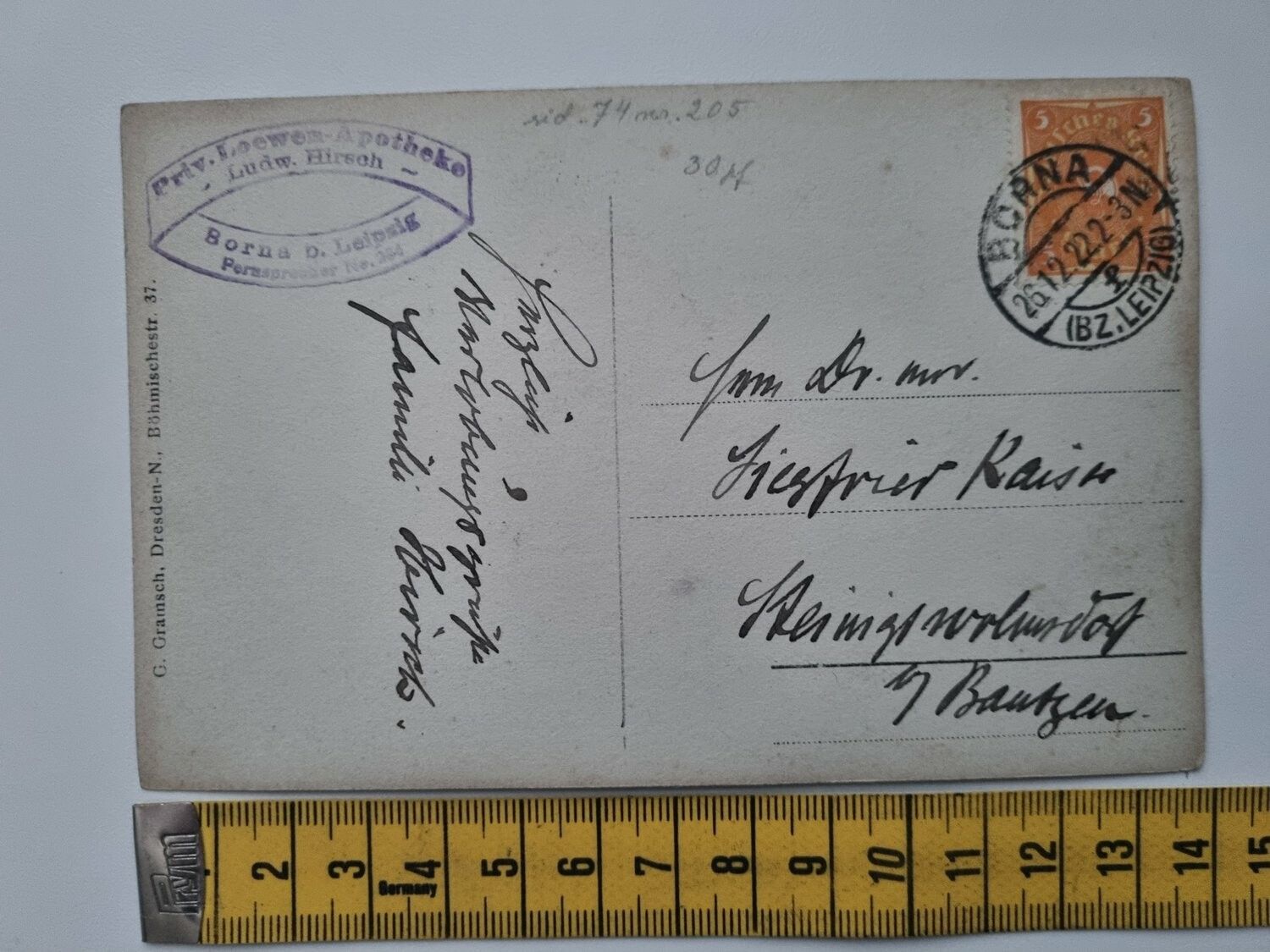 Äldre vykort, stämplat 1922