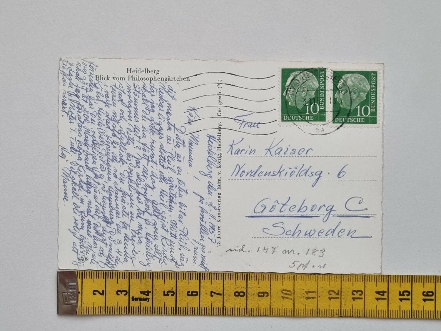 Vykort Heidelberg Blick vom Philosophengärtchen
