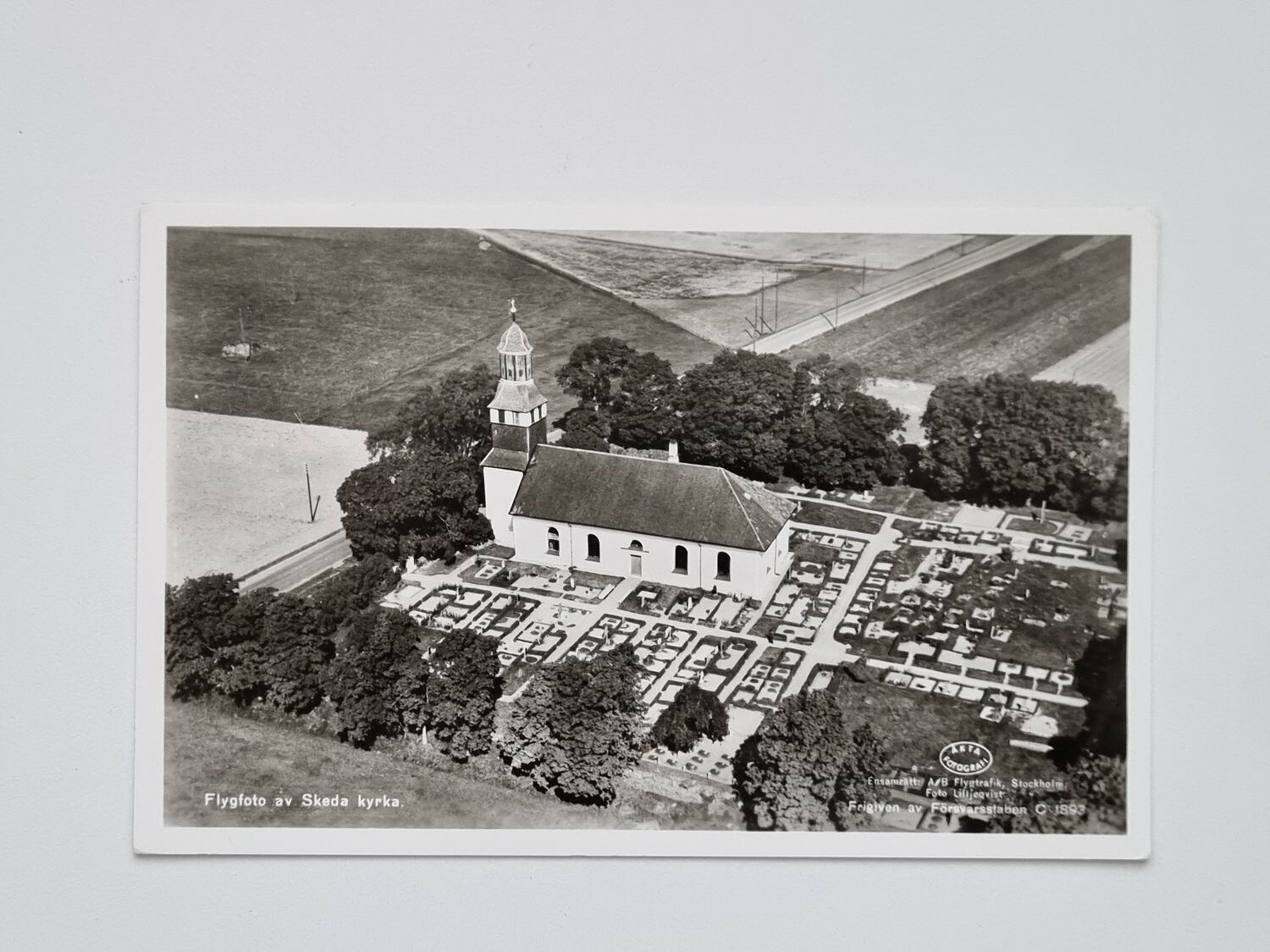 Vykort Flygfoto Skeda Kyrka