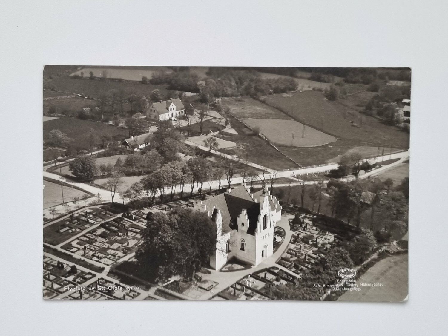 Vykort Flygfoto S:t Olofs Kyrka