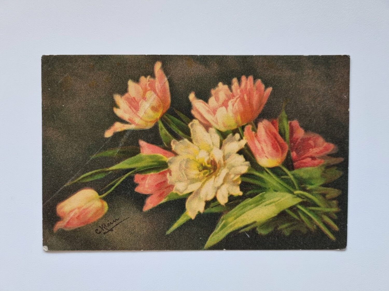 Vykort C. Klein. Blommor, 1917