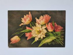 Vykort C. Klein. Blommor, 1917