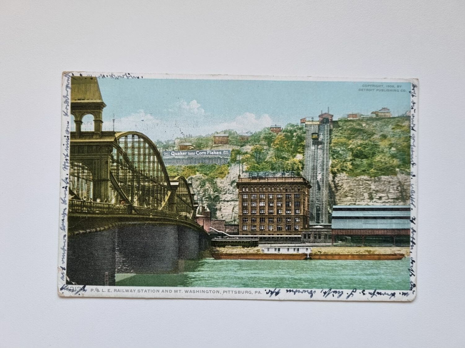 Vykort Rainway Station And MT. Washington, Pittsburg, 1912