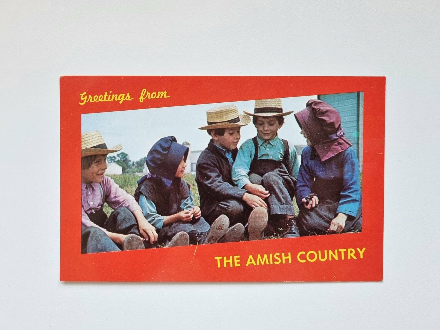 Vykort Amish Children