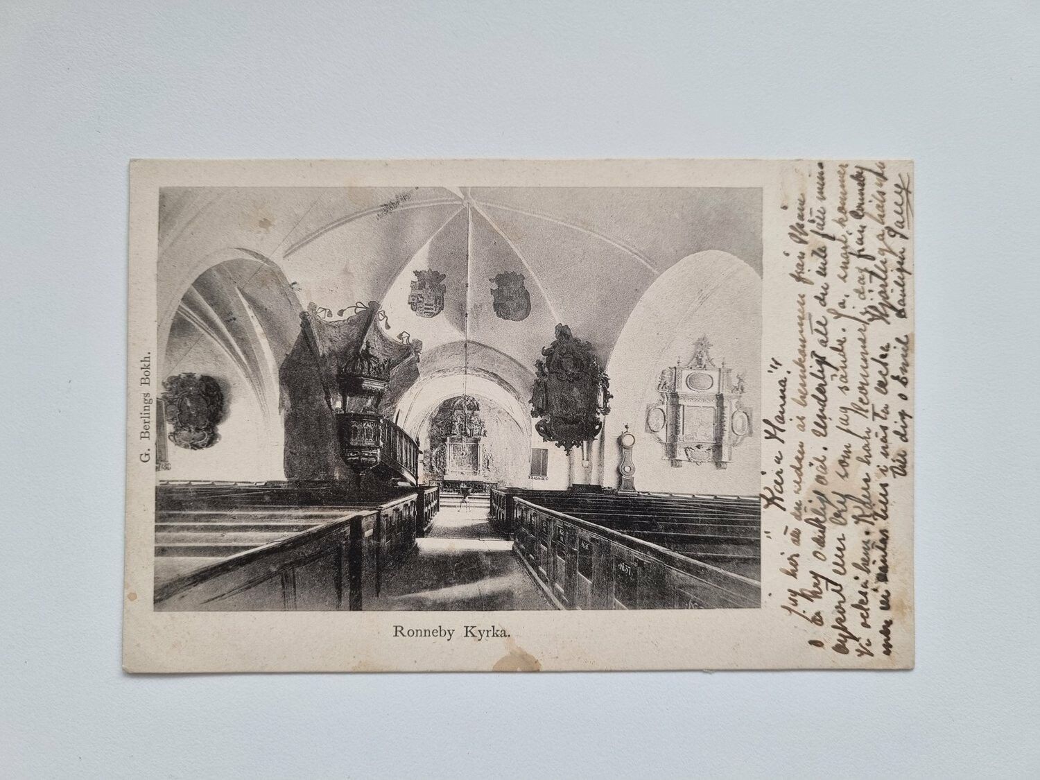 Vykort Ronneby Kyrka 1903, G. Berlings Bokh.