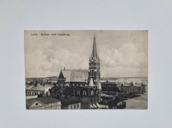Vykort Luleå. Kyrkan med omgifning, 1917