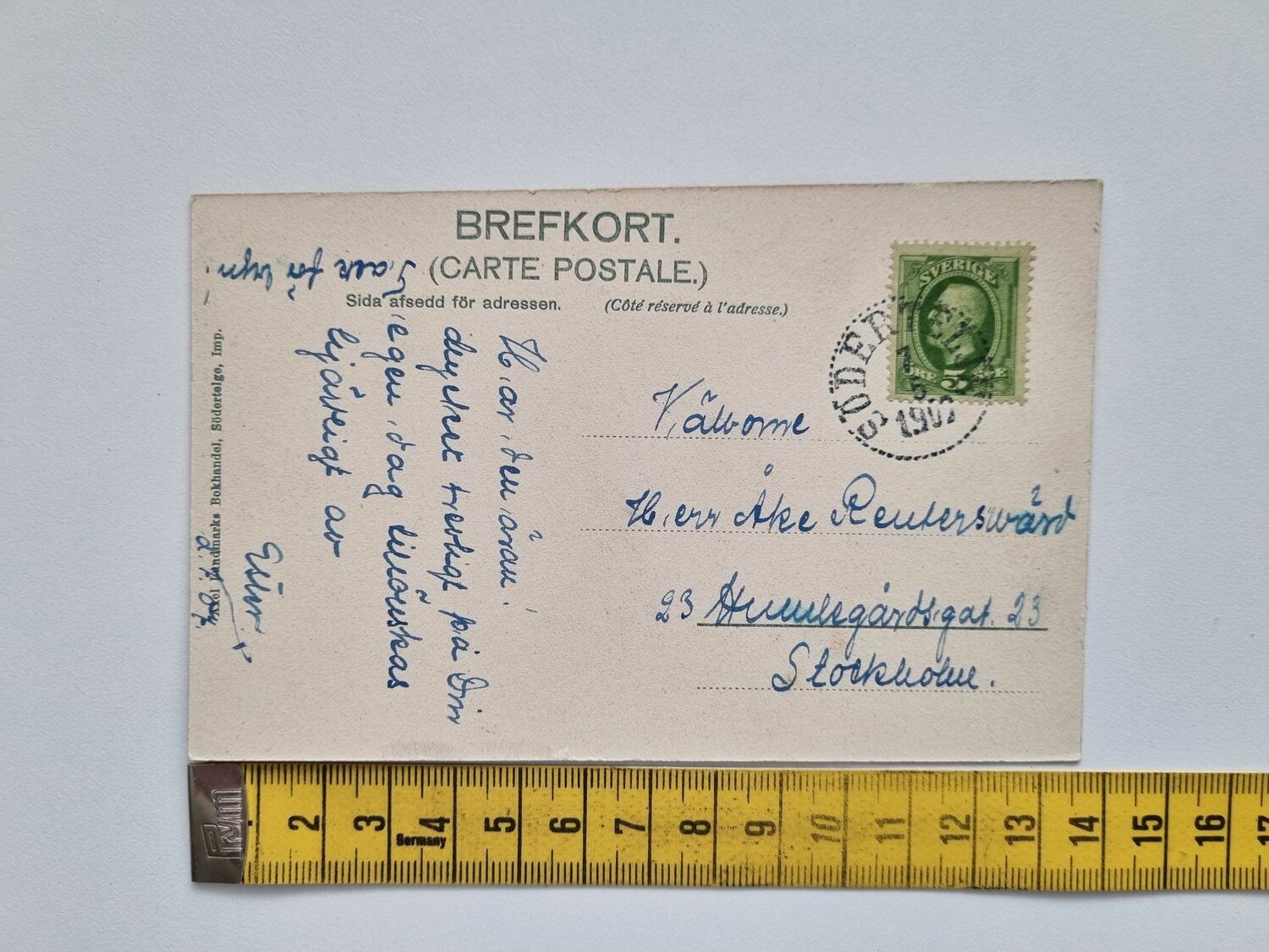 Vykort Södertelge Svängbron med båt Trosa 1902
