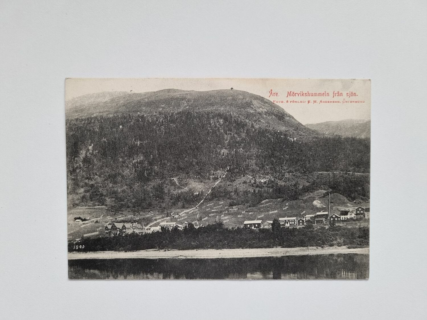 Vykort Åre Mörvikshummeln från sjön, 1907