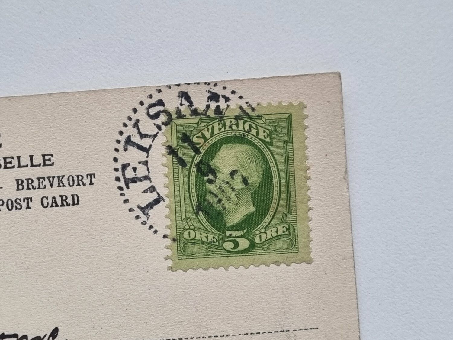 Vykort Leksand. Utsikt från Käringberget. 1907