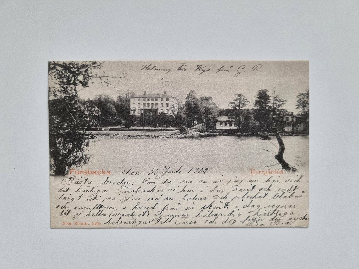 Vykort Forsbacka Herrgården 1902