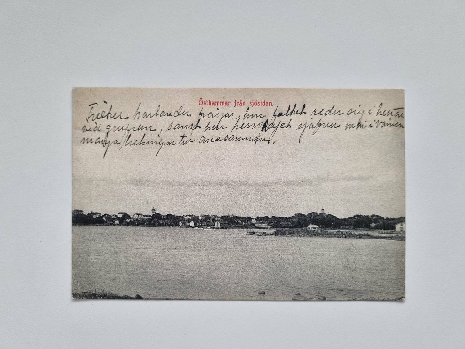 Vykort Östhammar från sjösidan, 1911