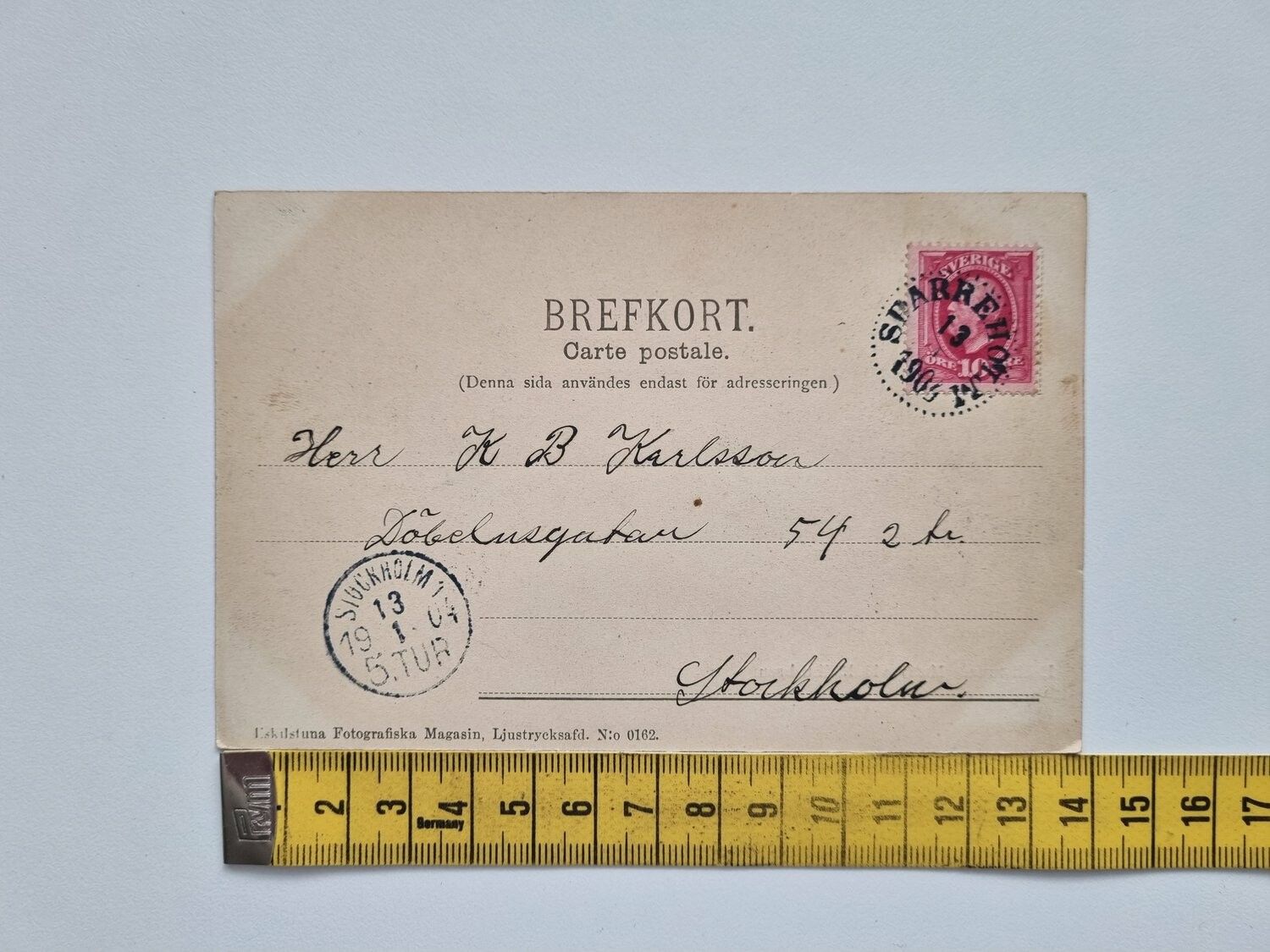 Vykort Eskilstuna. Motiv vid Rådhusbron 1904