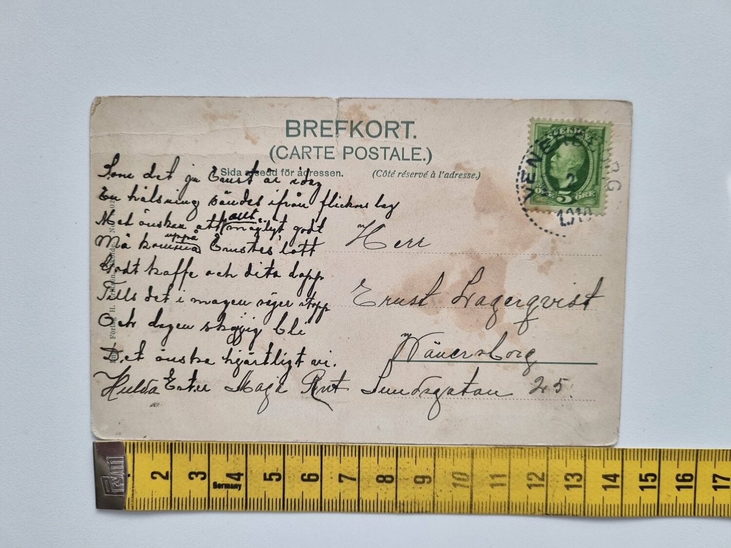 Vykort Wenersborg, Dalbobron 1910