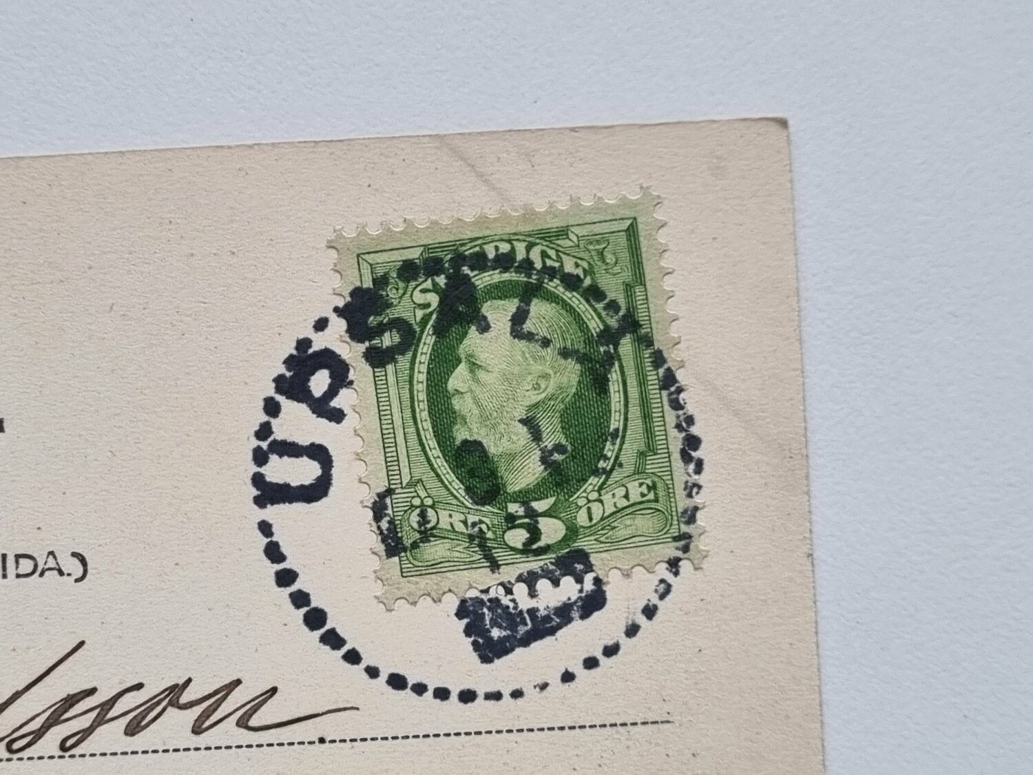 Vykort Upsala Domkyrkan och Fyrisån 1908