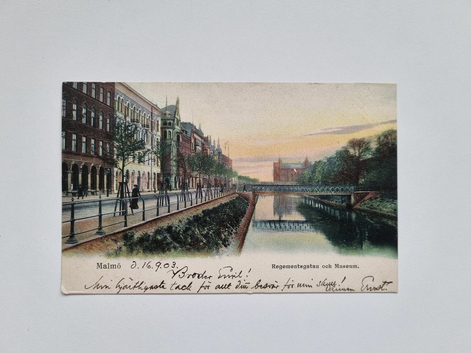 Vykort Malmö Regementsgatan och Museum, 1903