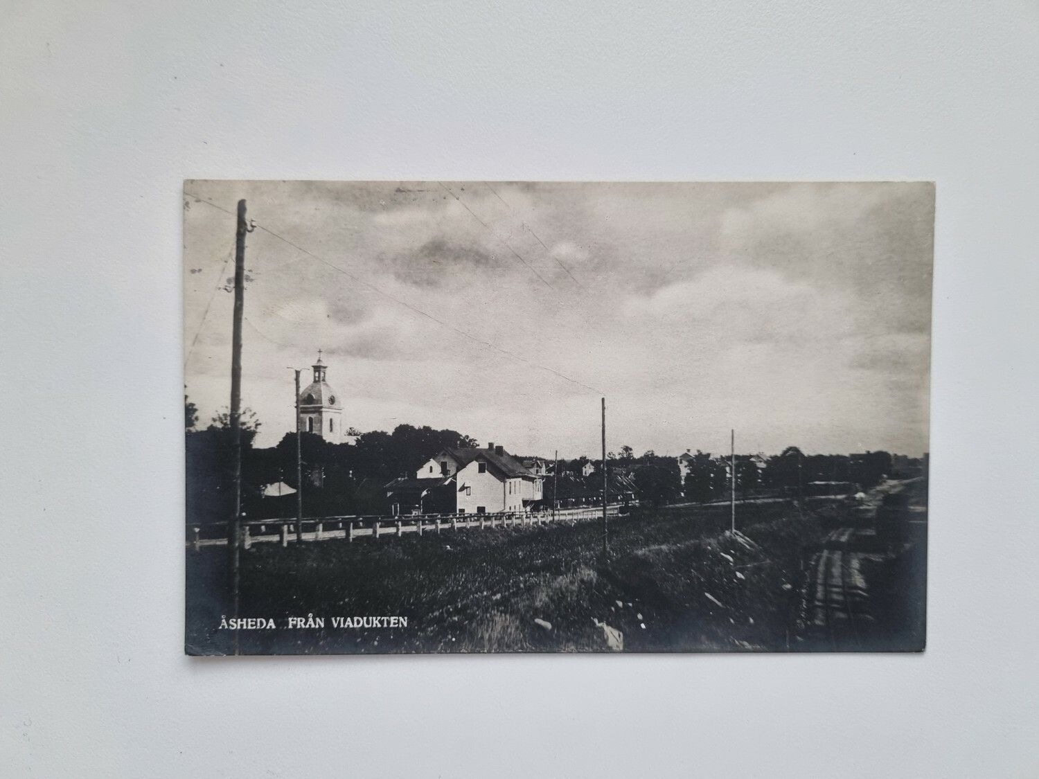 Vykort Åsheda från viadukten, 1925