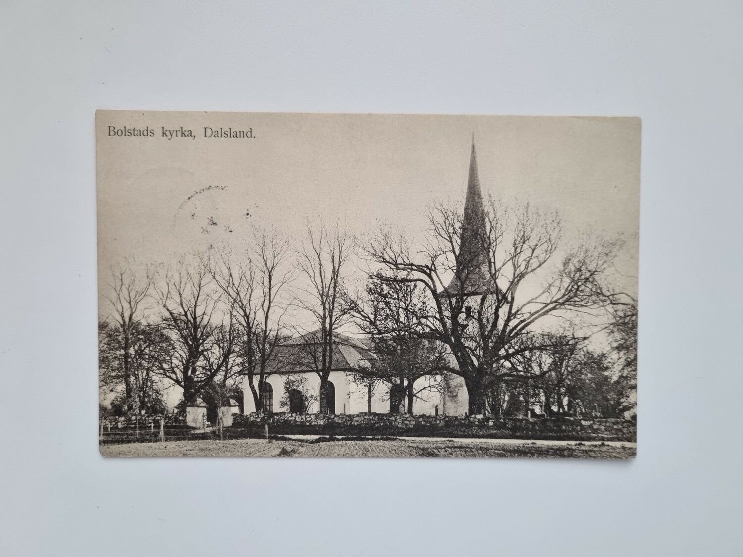Vykort Bolstads kyrka, Dalsland 1944