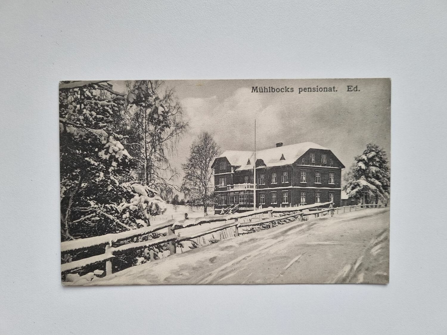 Vykort Mühlbocks pensionat. Ed, 1914